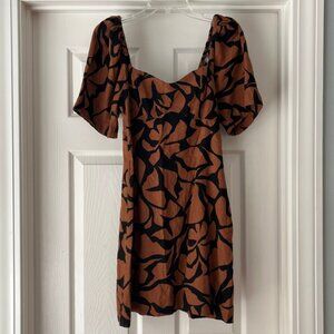 A New Day linen brown/black mini dress, S